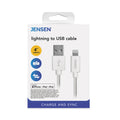 JENSEN Lightning to USB Cable, 4 ft, White