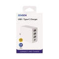 JENSEN 4-Port USB and Type-C Wall Charger, White