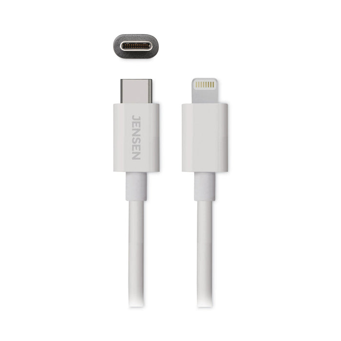 JENSEN USB-C to Lightning Cable, 6 ft, White
