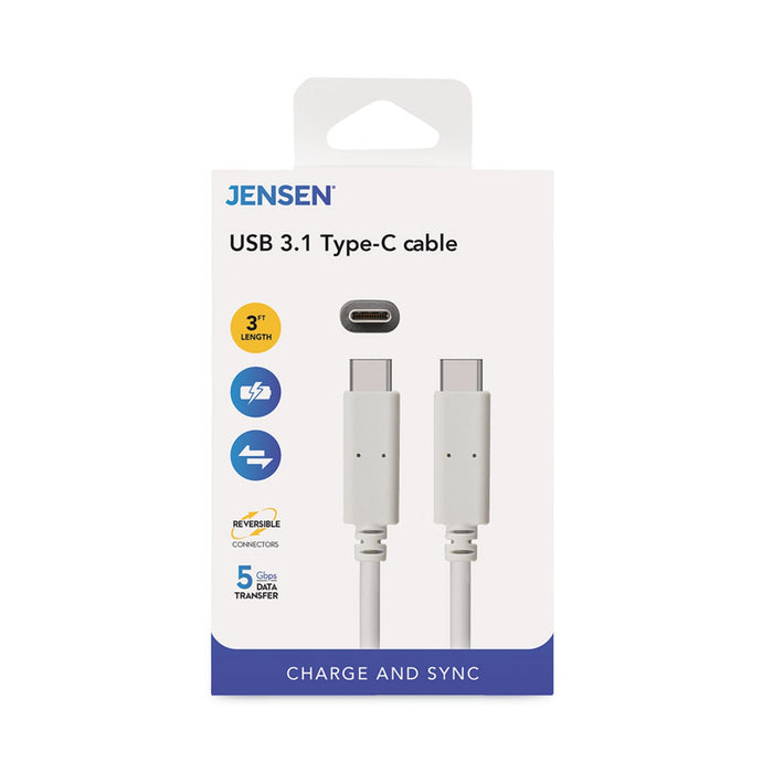 JENSEN USB-C 3.1 Type-C, 5 Gbps, 3 ft, White