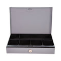 CONTROLTEK Heavy Duty Low Profile Cash Box, 6 Compartments, 11.5 x 8.2 x 2.2, Gray