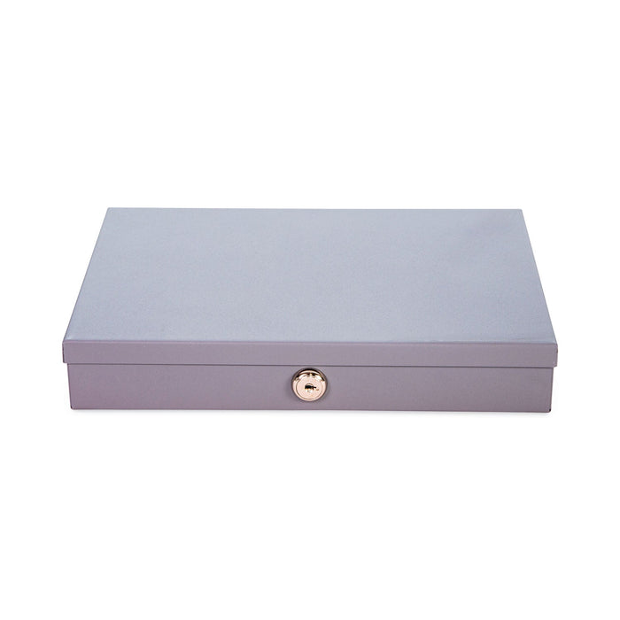 CONTROLTEK Heavy Duty Low Profile Cash Box, 6 Compartments, 11.5 x 8.2 x 2.2, Gray