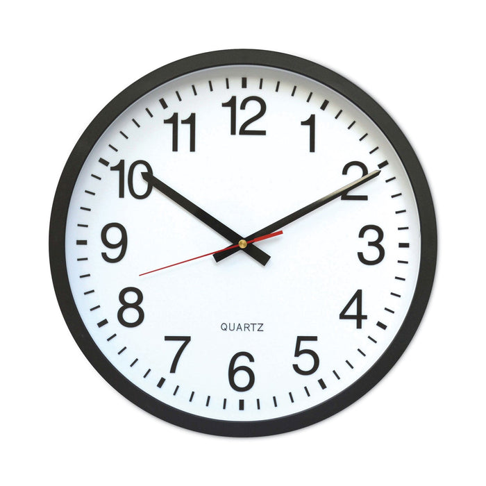 Universal Classic Round Wall Clock, 12.63" Overall Diameter, Black Case, 1 AA (sold separately)