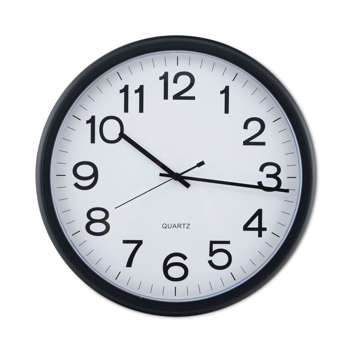 Universal Round Wall Clock, 13.5" Overall Diameter, Black Case, 1 AA (sold separately)