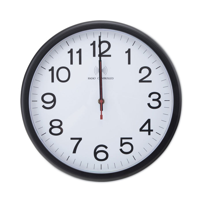Universal Deluxe 13 1/2" Indoor/Outdoor Atomic Clock, 13.5" Overall Diameter, Black Case, 1 AA (sold separately)