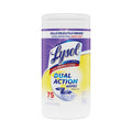 LYSOL Dual Action Disinfecting Wipes, 7 x 7.5, Citrus, White/Purple, 75/Canister
