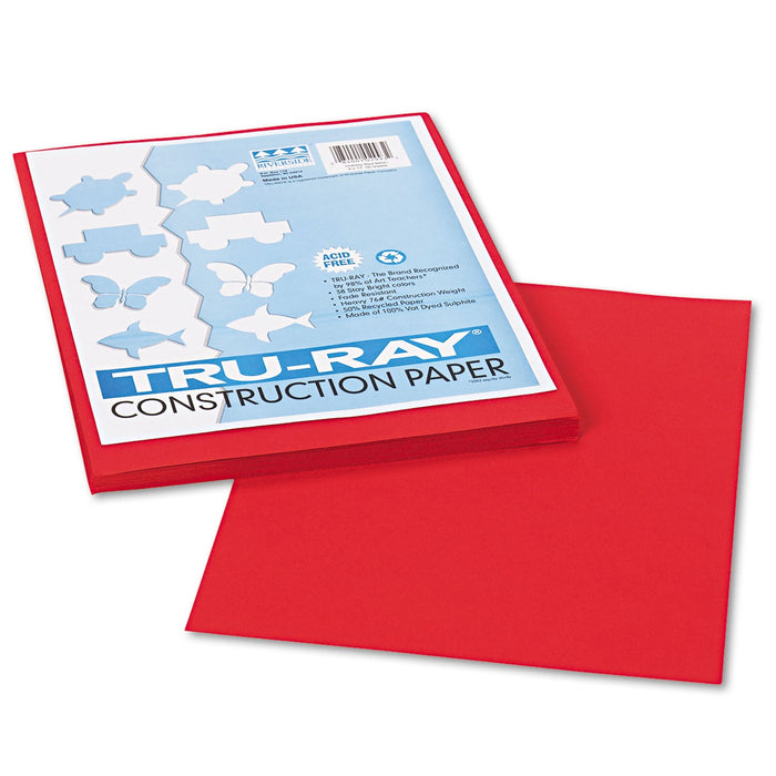 Pacon Tru-Ray Construction Paper, 76 lb Text Weight, 9 x 12, Holiday Red, 50/Pack