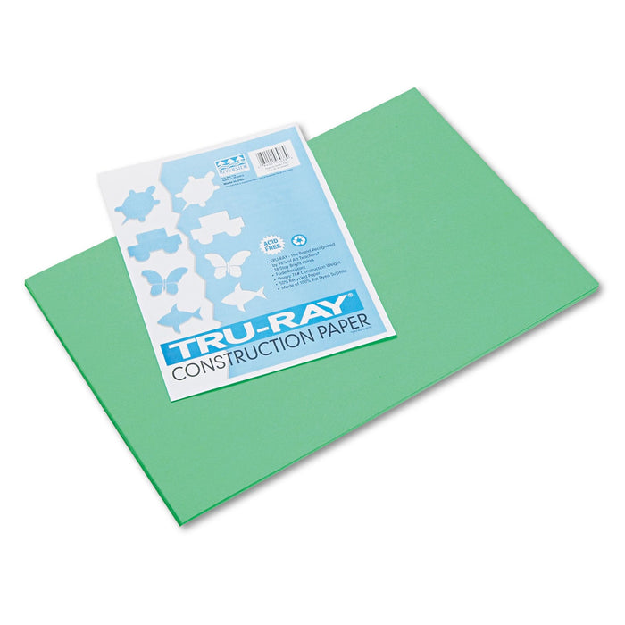Pacon Tru-Ray Construction Paper, 76 lb Text Weight, 12 x 18, Festive Green, 50/Pack