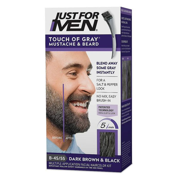 Just for Men Touch Of Gray Hair Color, Mustache & Beard, Dark Brown & Black B 45/55 by Pasteur Pharmacy