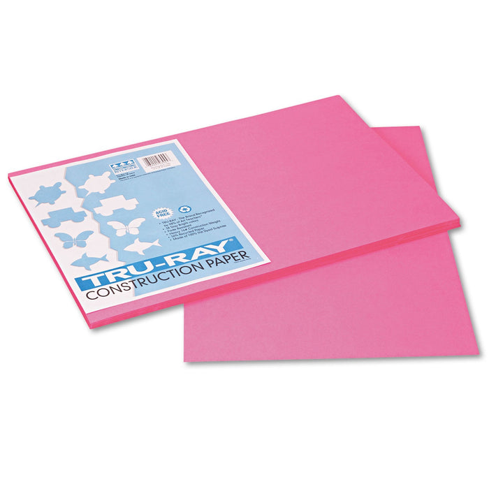 Pacon Tru-Ray Construction Paper, 76 lb Text Weight, 12 x 18, Shocking Pink, 50/Pack