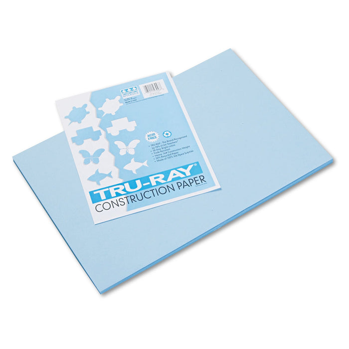 Pacon Tru-Ray Construction Paper, 76 lb Text Weight, 12 x 18, Sky Blue, 50/Pack