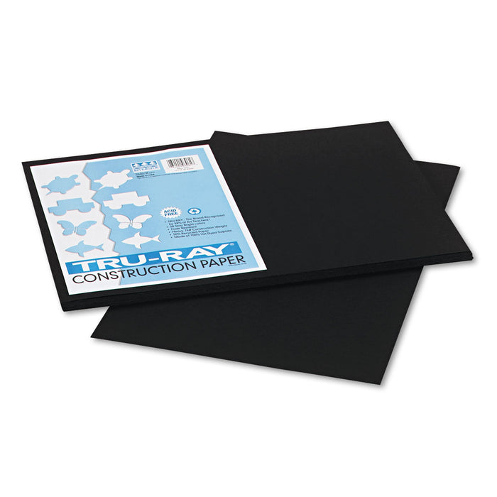 Pacon Tru-Ray Construction Paper, 76 lb Text Weight, 12 x 18, Black, 50/Pack