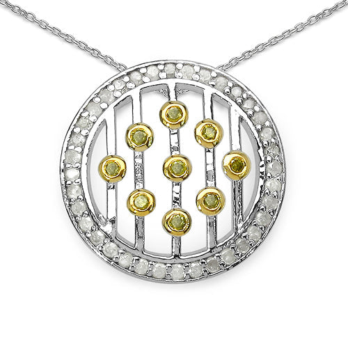 0.50 Carat Genuine White Diamond and Yellow Diamond .925 Sterling Silver Pendant by Bids.com