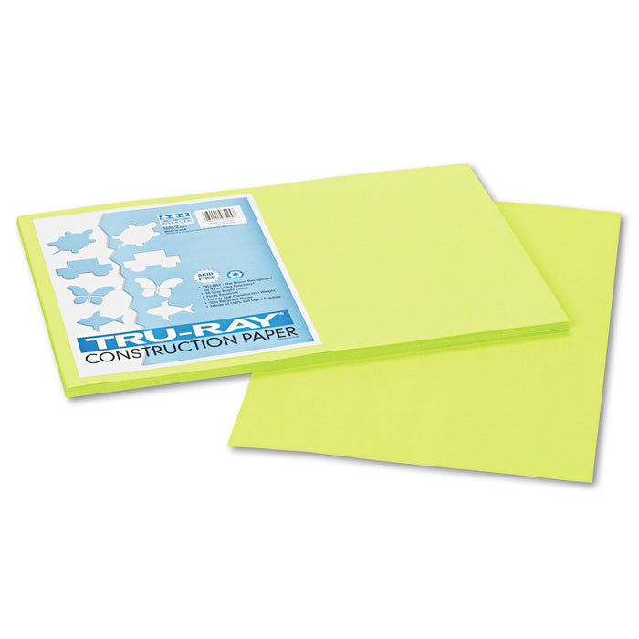Pacon Tru-Ray Construction Paper, 76 lb Text Weight, 12 x 18, Brilliant Lime, 50/Pack