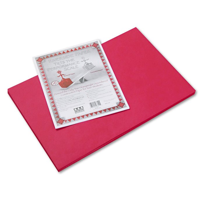 Pacon Riverside Construction Paper, 76 lb Text Weight, 12 x 18, Red, 50/Pack