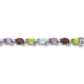 Genuine Multiple Gemstone Link Bracelet Silver by Fine Color Jewels