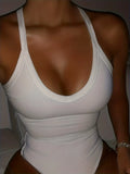 Vanessa Jane Sexy Summer V-Neck Knitted Bodysuit for Women, Size Large by Vanessa Jane