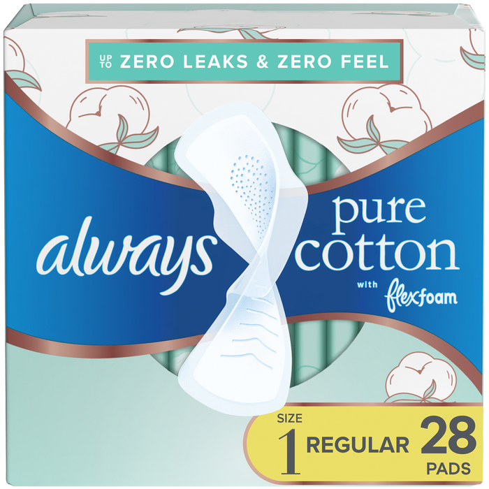 Always Pure Cotton FlexFoam Size 1 Regular Absorbency 3 Packs of 28 by Pasteur Pharmacy