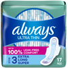 Always Ultra Thin Size 3 Pads Extra Long Super with Wings 6 Packs of 17