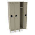 Tennsco Single-Tier Locker with Legs, Three Lockers with Hat Shelves and Coat Rods, 36" x 18" x 78", Sand