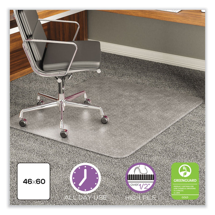 deflecto ExecuMat All Day Use Chair Mat for High Pile Carpet, 46 x 60, Rectangular, Clear