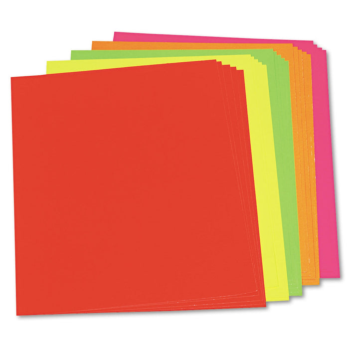 Pacon Neon Color Poster Board, 22 x 28, Lemon, Lime, Orange, Pink, Red, 25/Carton
