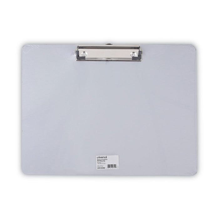 Universal Plastic Brushed Aluminum Clipboard, Landscape Orientation, 0.5" Clip Capacity, Holds 11 x 8.5 Sheets, Silver