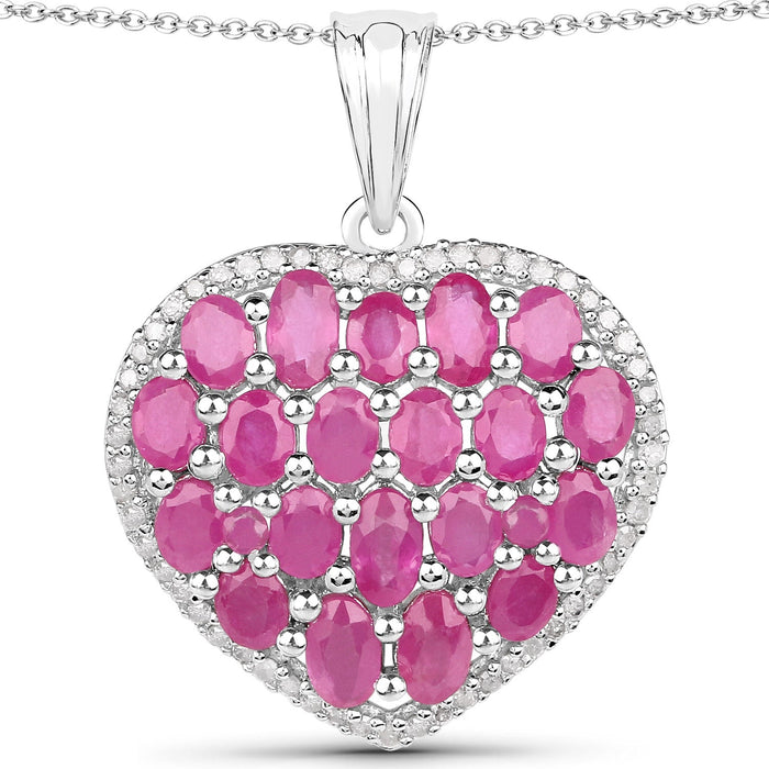 5.00 Carat Genuine Ruby and White Diamond .925 Sterling Silver Pendant by Bids.com