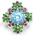 5.76 Carat Genuine Blue Topaz, Chrome Diopside & Garnet .925 Sterling Silver Ring by Bids.com