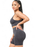 Washed Seamless Basic Tank Top and Shorts Set by The House of Stylez