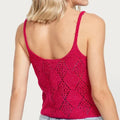 Free People Women’s Glisten Crochet Knit Cami Tank Top Love Potion Pink, Large by Vanessa Jane