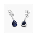 2.68 Ct Blue Sapphire & Diamond Prong 10K Gold Teardrop Dangle Earrings by Fine Color Jewels