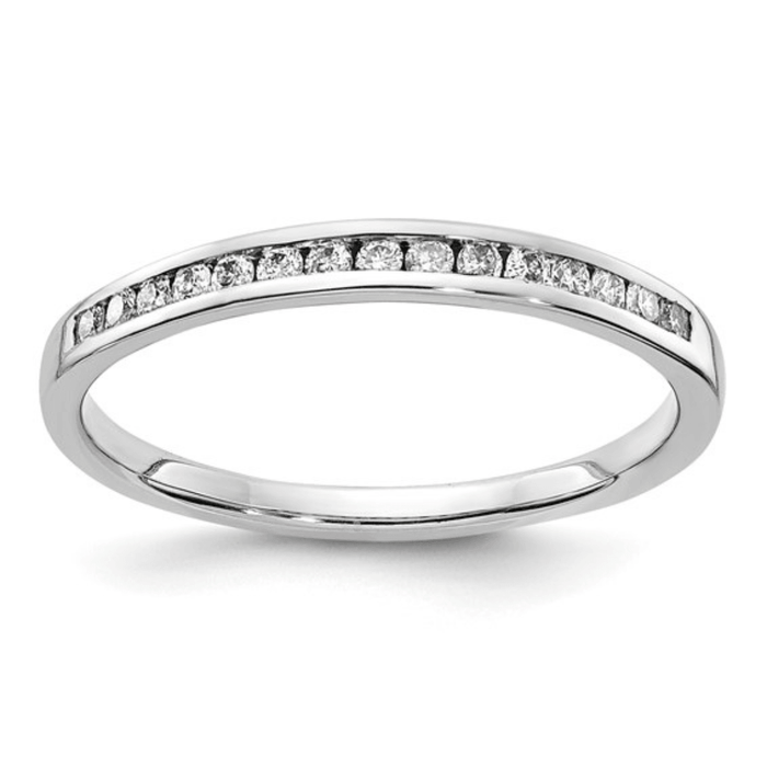 14k White Gold Lab Diamond Channel Set Half Eternity Pave Ring by Fine Color Jewels