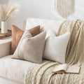 Laolitou 2 Pack Boucle Pillow Covers 18x18 Inch Faux Leather Oatmeal by Deal US