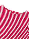 LilyCoco Womens Striped Long Sleeve Boat Neck Shirt Red Size M by Deal US