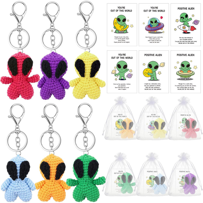 VioraWhite 6 Pcs Crochet Alien Keychain Set Colorful Space Yarn Gift by Deal US