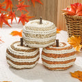 Hollyone Fall Pumpkin Decor 3 PCS Faux Rattan Pumpkins Small Orange Brown by Deal US