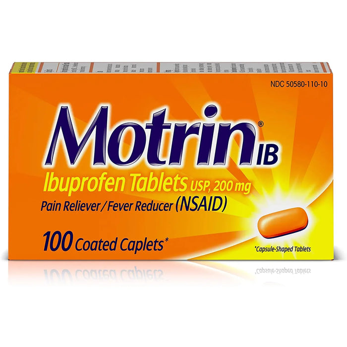 Motrin IB (Ibuprofen) 200 mg Caplets, 6 Packs of 4 Caplets by Pasteur Pharmacy