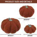 RoseCraft Pumpkin Throw Pillows 3Pc Brown 12/10/8in Fall Thanksgiving by Deal US