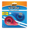 BIC Wite-Out EZ Correct Correction Tape, Non-Refillable, Blue/Orange Applicators, 0.17" x 472", 2/Pack
