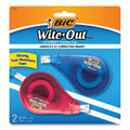 BIC Wite-Out EZ Correct Correction Tape, Non-Refillable, Blue/Orange Applicators, 0.17" x 472", 2/Pack