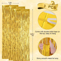Calmi Halloween Foil Fringe Curtain Backdrop 6.6x3.3ft Orange Purple Black 3Pack by Deal US