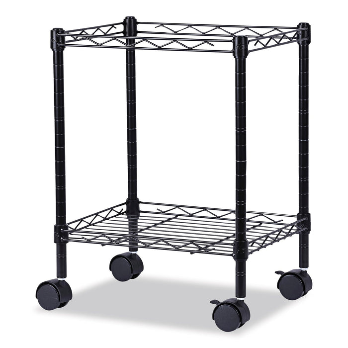 Alera Compact File Cart for Side-to-Side Filing, Metal, 1 Shelf, 1 Bin, 15.25" x 12.38" x 21", Black