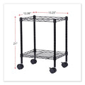 Alera Compact File Cart for Side-to-Side Filing, Metal, 1 Shelf, 1 Bin, 15.25" x 12.38" x 21", Black