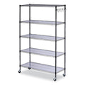 Alera 5-Shelf Wire Shelving Kit with Casters and Shelf Liners, 48w x 18d x 72h, Black Anthracite