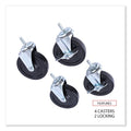 Alera Optional Casters for Wire Shelving, Grip Ring Type K Stem, 4" Wheel, Gray/Black, 4/Set (2 Locking)