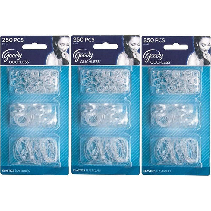 Goody Ouchless Multi Size Clear Polyband Hair Elastics - 250 Pcs by Pasteur Pharmacy