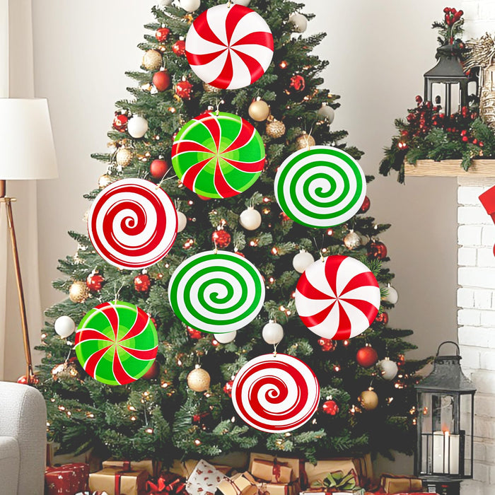Generic Gingerbread Christmas Wooden Ornaments Large Red White Peppermint by Deal US