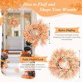 OEOPIUR Fall Wreath Front Door Decor Large Orange Autumn Leaves Indoor Outdoor by Deal US