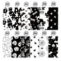 Halloween Scrapbook Paper 24 Sheets 11.8x11.8 Black & White Double-Sided by Deal US